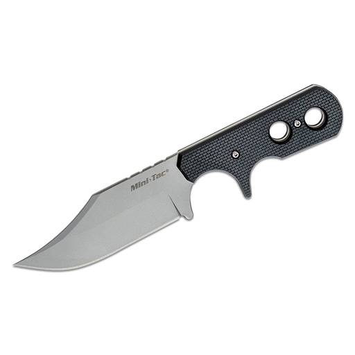 Cold Steel CS-49HCF Mini Tac Bowie Neck Knife Bead Blast Clip Point Blade Black Grip